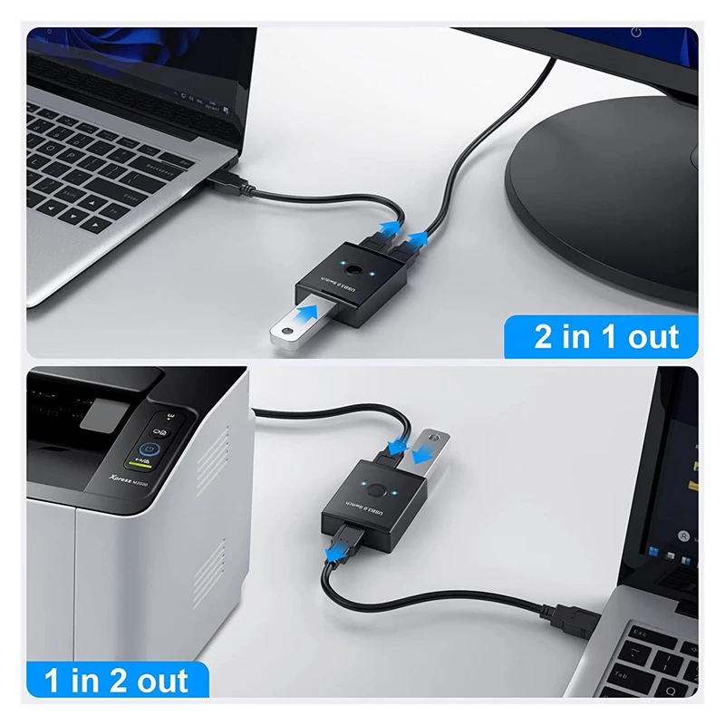 USB 3.0 Switch Selector, Bi-Directional USB Switch 2 In 1 Out / 1 In 2 Out USB KVM Switcher