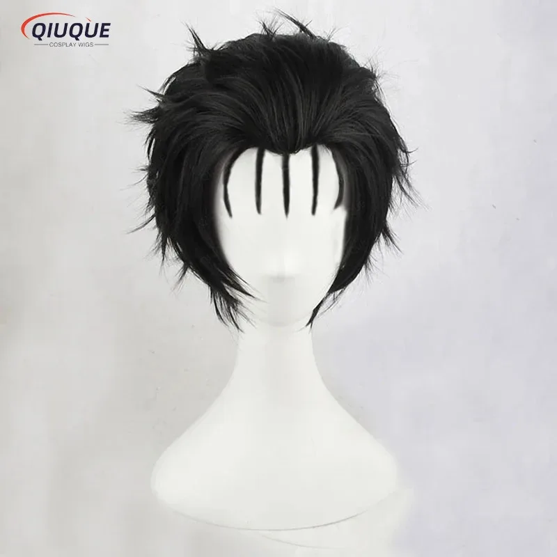 

2025 yiyi Steins Gate Rintarou Okabe Slick Back, черные короткие прямые термостойкие парики для косплея + шапочка для парика