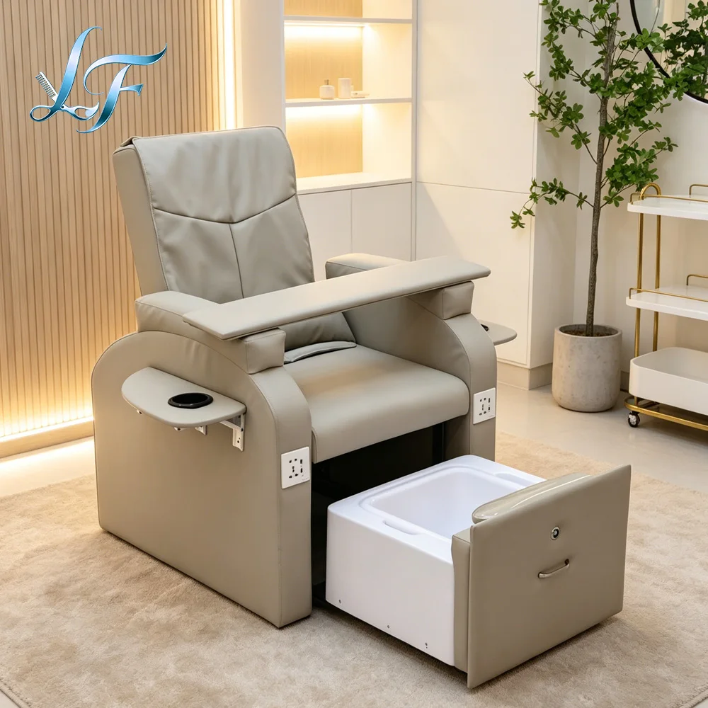 Luxury Electric Reclining Pedicure Foot Spa Chair No Plumbing Nail Salon Equipment image 2
