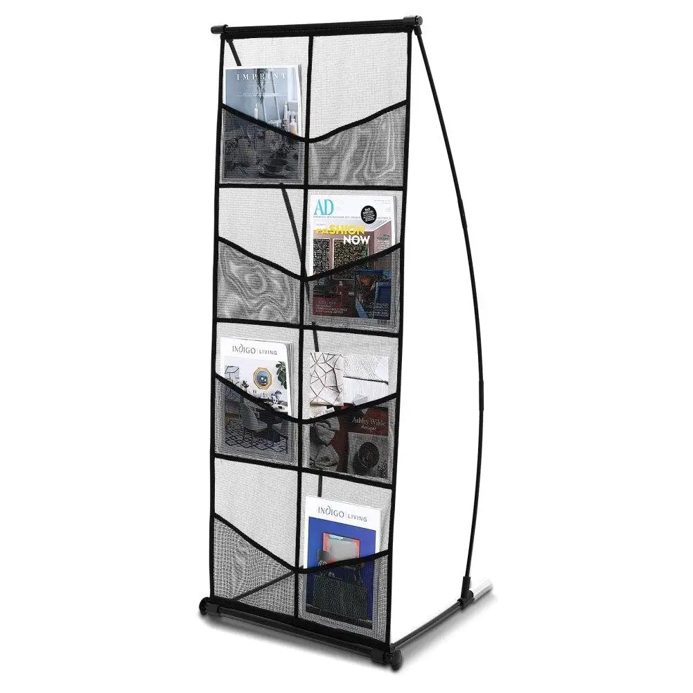

4 Tier 8 Pocket Mesh Literature Display Stand Lightweight Portable with Built-in Carrying Bag for shop Exhibitions Office Use