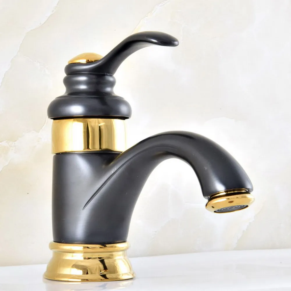 

Black Golden Brass Single Handle Hole Teapot Shaped Bathroom Sink Faucet Vanity Hot Cold Mixer Water Tap Dnf303