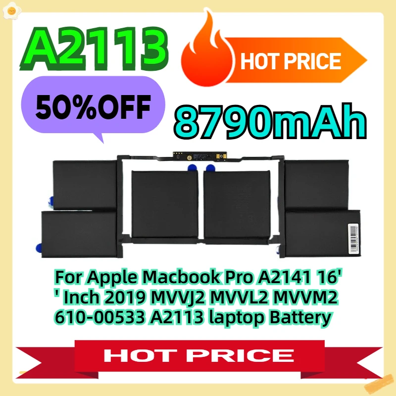 

A2113 For Apple Macbook Pro A2141 16'' Inch 2019 MVVJ2 MVVL2 MVVM2 610-00533 A2113 laptop Battery