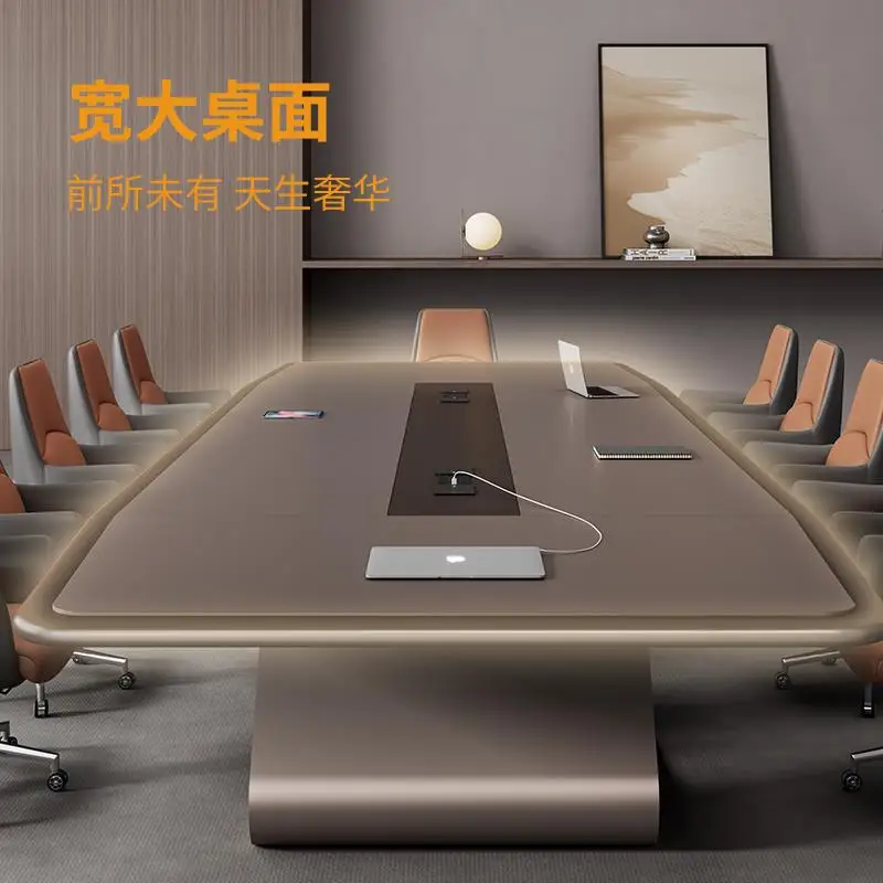 

Длинный стол, простой современный большой изогнутый конференц-стол в стиле ретро, светильник, роскошный элитный стол