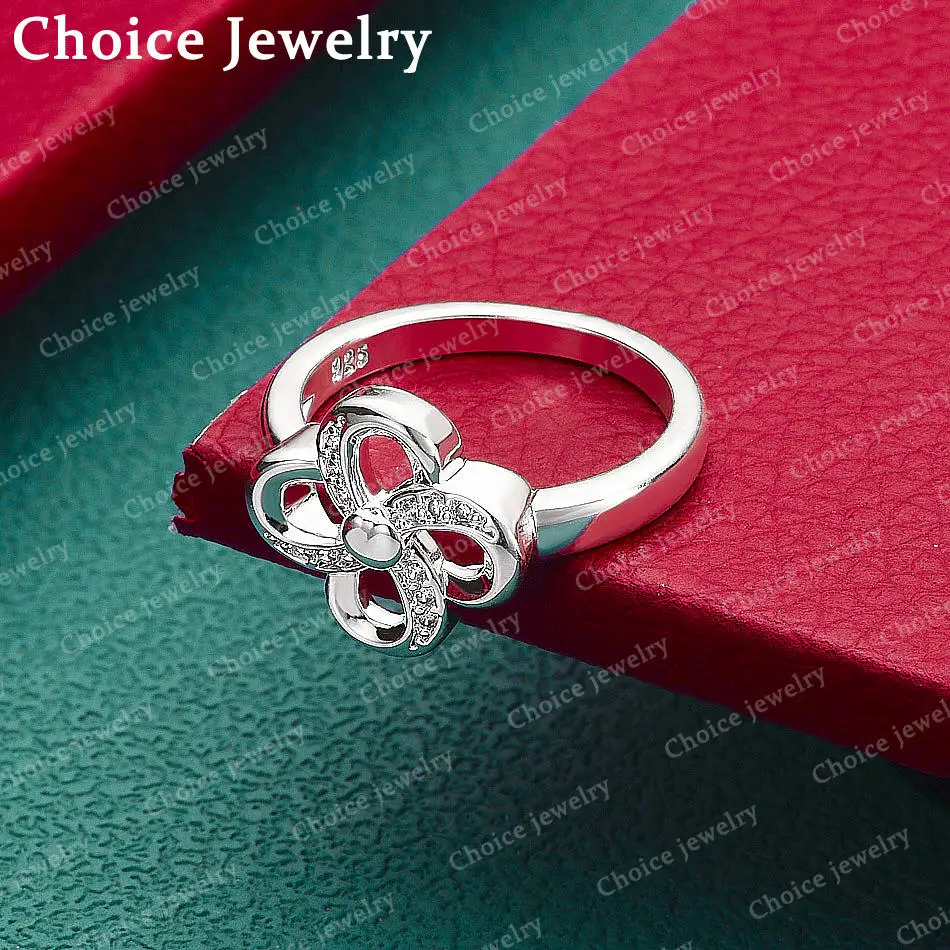 Ring aus 925er-Sterlingsilber mit Zirkon und vierblättrigem Kleeblatt für Damen, Modeschmuck, Vintage-Stil, Anmut, Charme, edel, Party, Geburtstagsgeschenke
