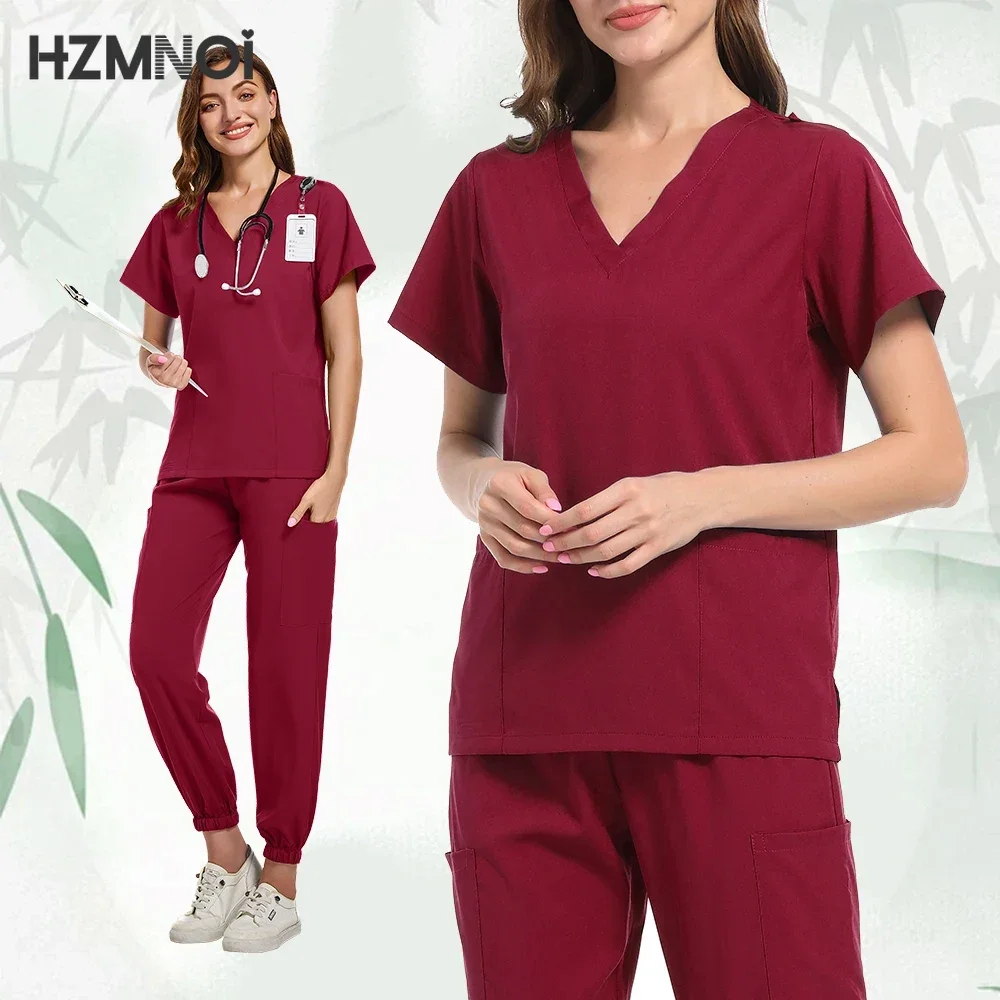 Uniforme médico acessórios de enfermeira terno de cirurgia dentária laboratório workwear feminino esfrega conjuntos hospital trabalho esfrega ternos