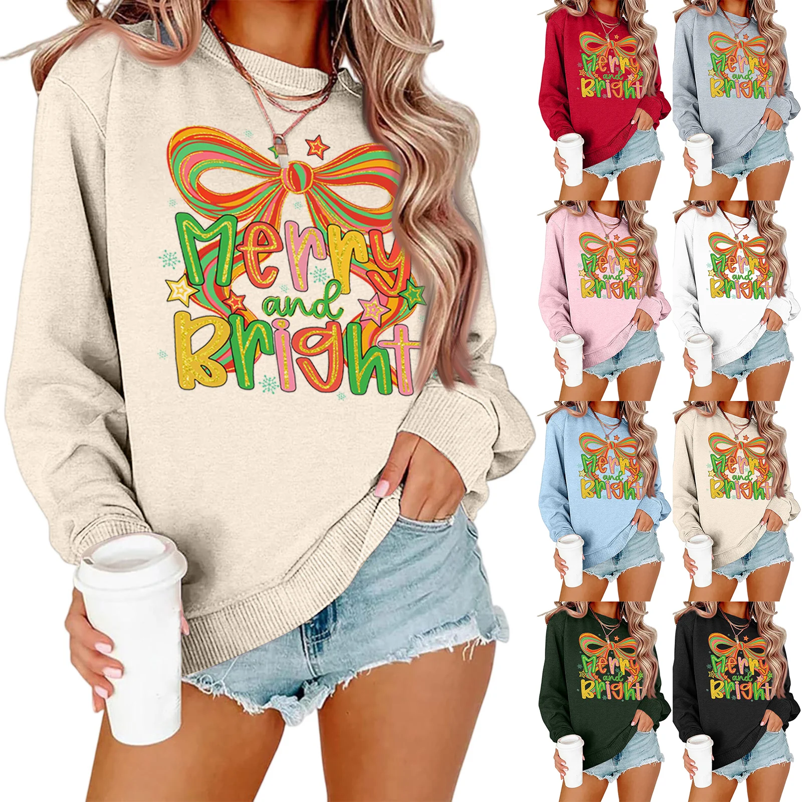 المرأة فضفاضة مريحة عارضة المألوف الطابع الطباعة جولة الرقبة طويلة الأكمام البلوز ملابس امرأة قمم للمرأة