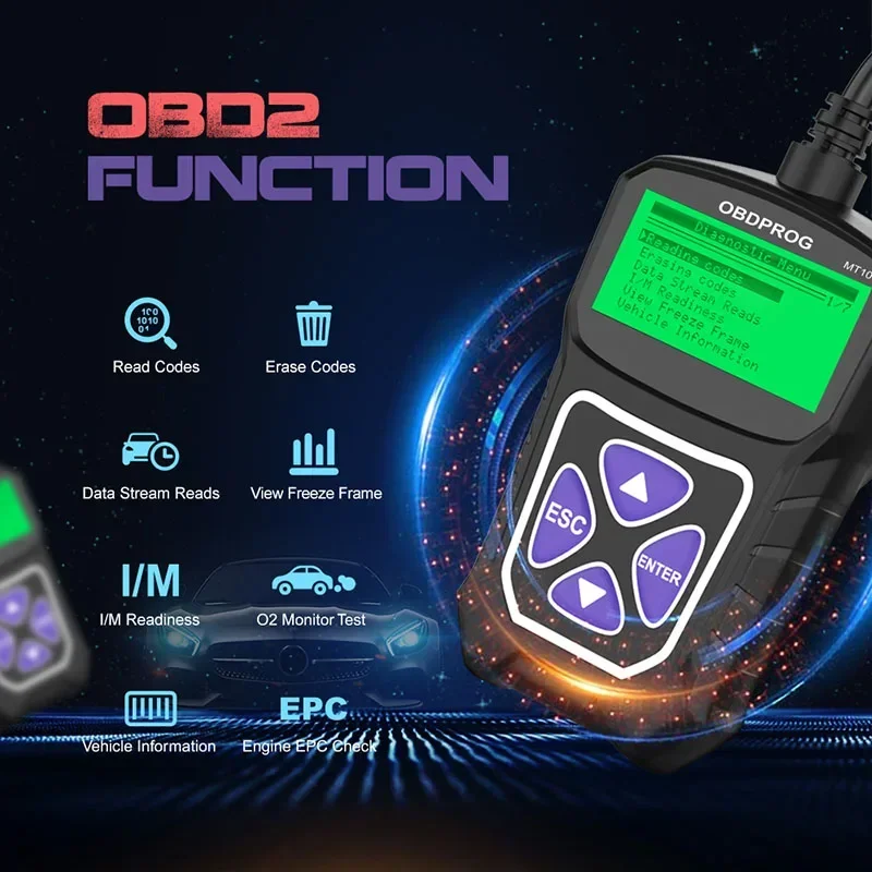 OBDPROG-herramienta de diagnóstico automotriz profesional MT100, autoescáner OBD2, lector de códigos, revisión de motor, EOBD, PK ELM327