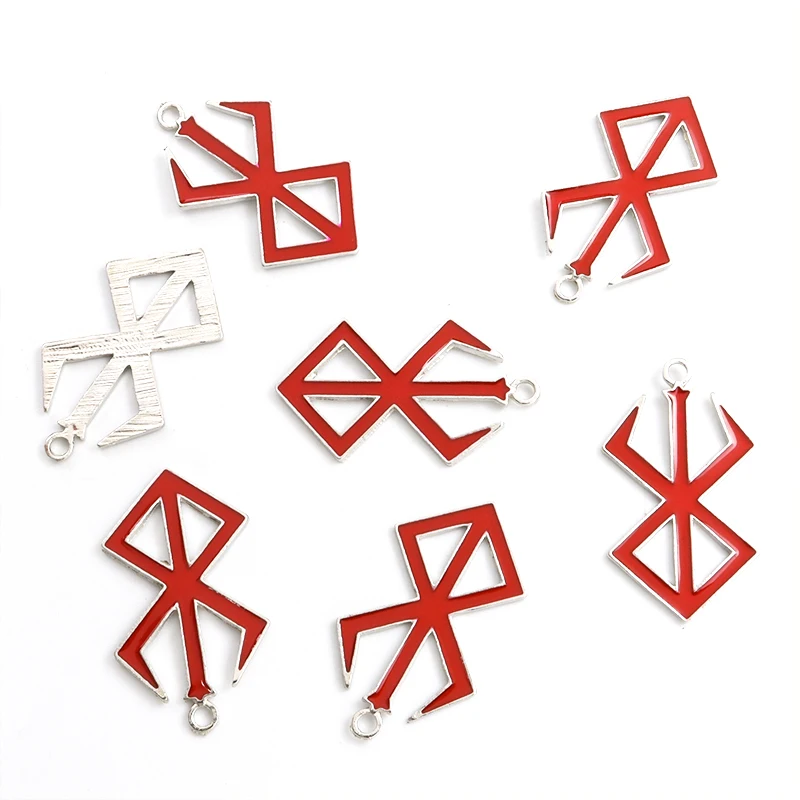 10szt Anime Game Red Symbol Enamel Charms Cartoon Behelit Drip Oil Alloy Pendants for Making DIY Necklaces Cosplay Jewelry Gifts