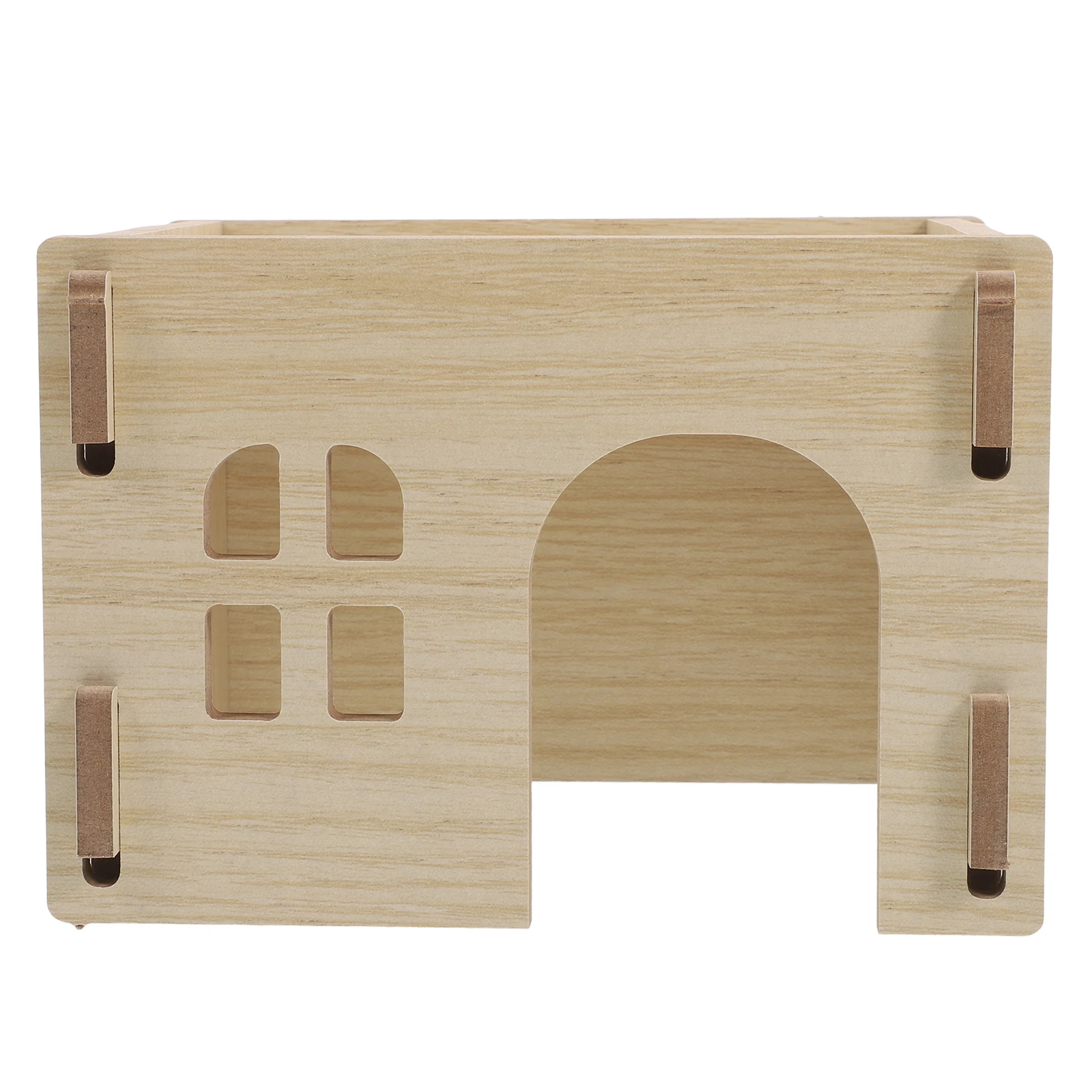 

Solid Wood Villa Hamster Shelter Durable Feeding Watering Platform Safe Easy Clean Wooden Hideouts Guinea Pig Hides Rabbit House