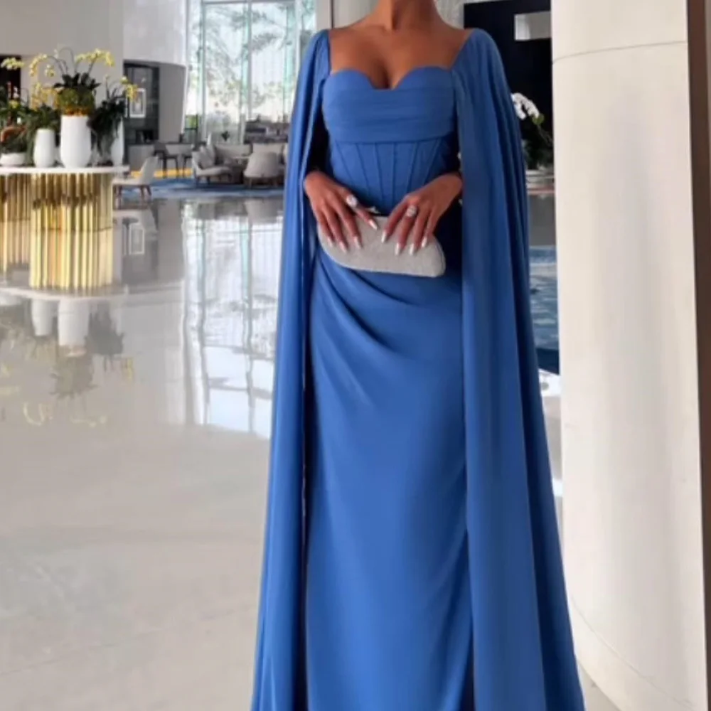 

Customized Formal Off The Shoulder Jersey Evening Dress Exquisite Straight Floor Length Square Neck Long Sleeves платье вечернее