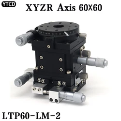 XYZR Axis 60*60mm LTP60-LM-2 Sliding Table V-type 4-Axis Fine-tuning Platform Manual Linear Platform Bearing Adjustment Slide