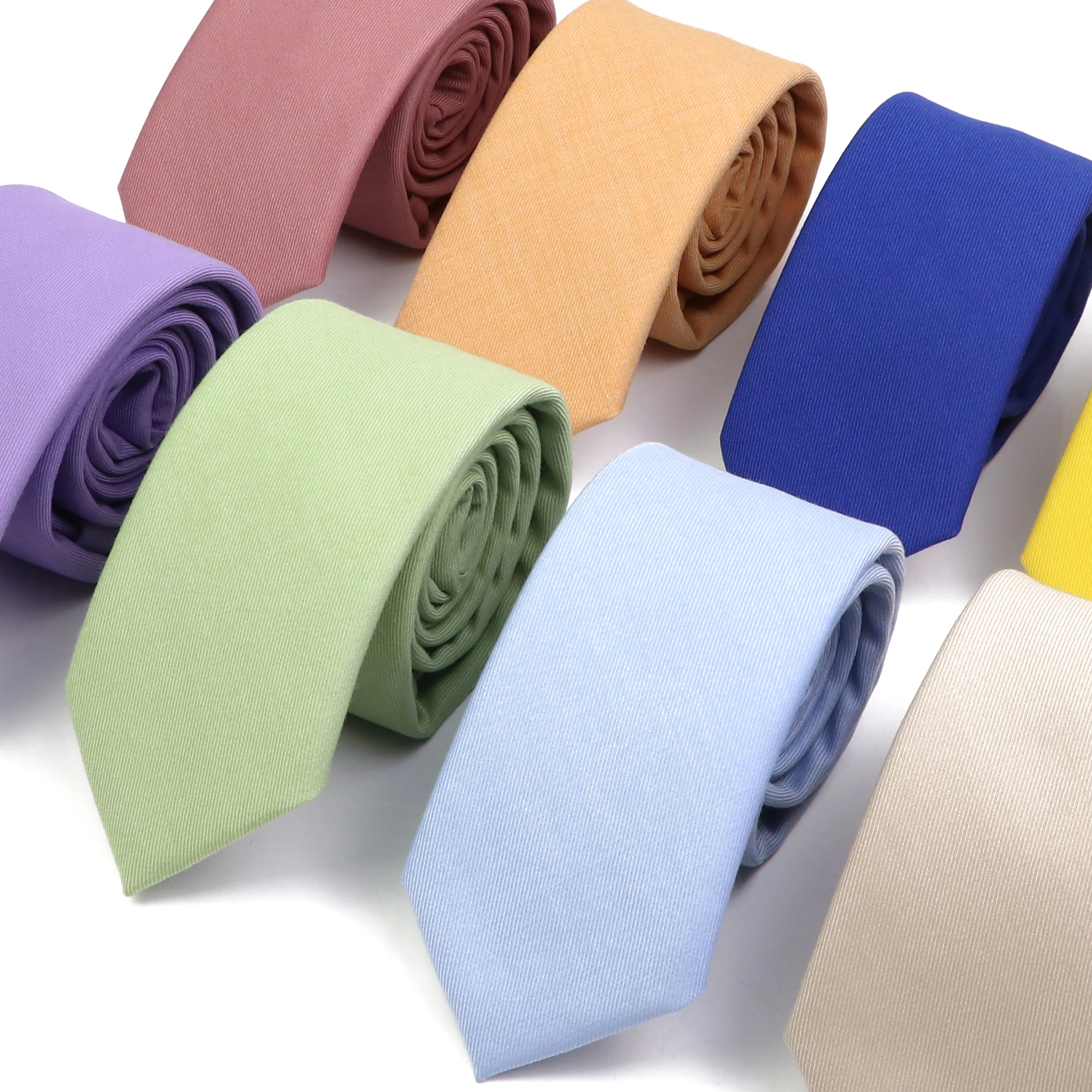 High Quality Soft Cotton Necktie Solid Color Handmade Cravat Pink Green Beige Tie For Wedding Party Casual Slim Skinny Gravata