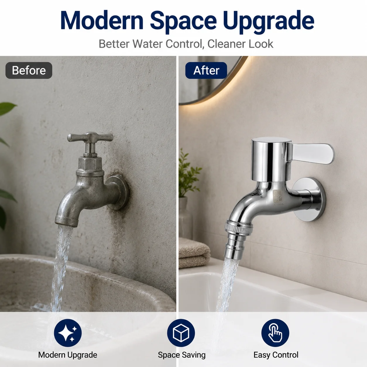 Polished Chrome 304 Stainless Steel Washing Machine Tap, G1/2 Thread Spigot for Garden Balcony Easy Install view 6