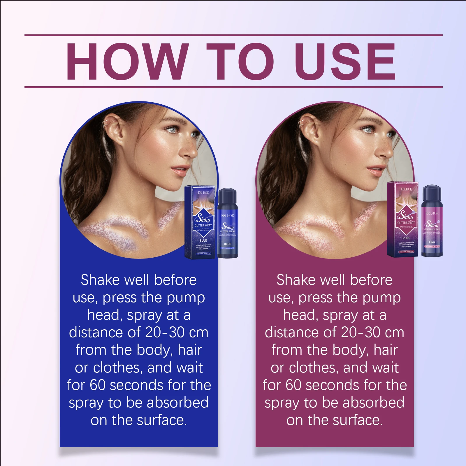 สเปรย์กลิตเตอร์หลากสีสัน - ไฮไลท์ผิวกายและไหปลาร้า ชิมเมอร์ ผงเพิ่มความกระจ่างใสให้ผิว เหมาะสำหรับการแต่งหน้าในงานเทศกาล