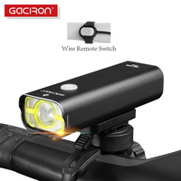 GACIRON 400-800LM Bicycle Headlight Bike Front Light with Wire Remote Switch IPX6 Waterproof Chargeable Pro Contest Flashlight