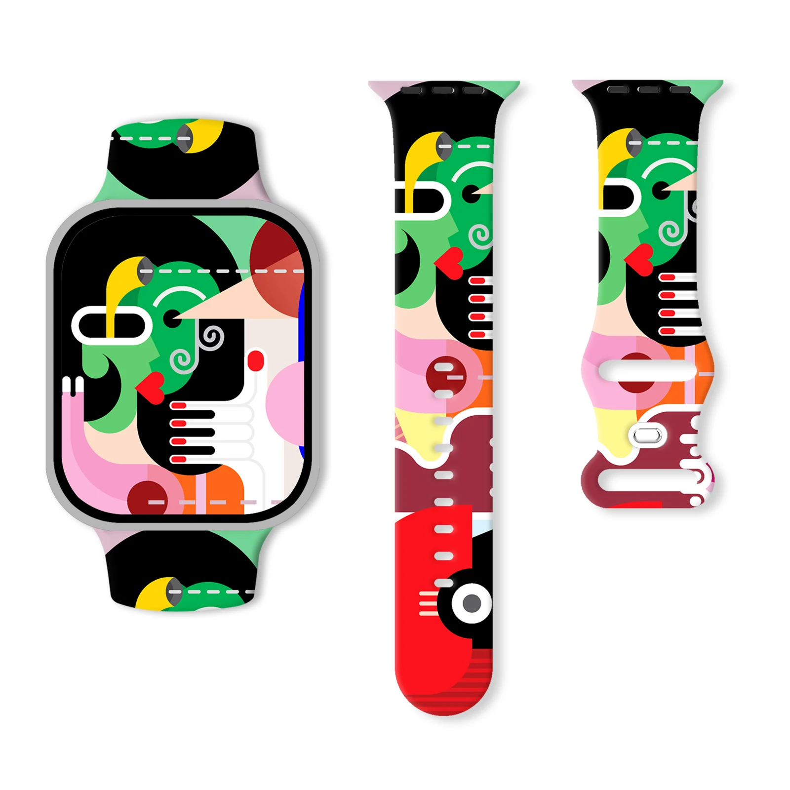 

Vector Abstract Art Theme Series Band for Apple Watch 11/10/9/SE, Soft Waterproof Silicone Replacement Strap for 45mm/44mm/42mm