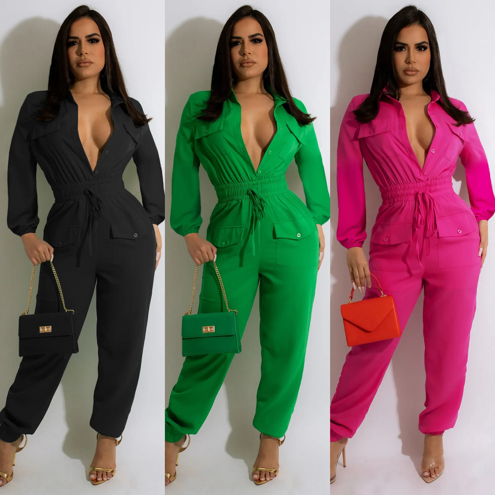 

women's clothing New fashion classic casual cargo jumpsuit women's jumpsuit jumpsuits jump suits for women bodysuit