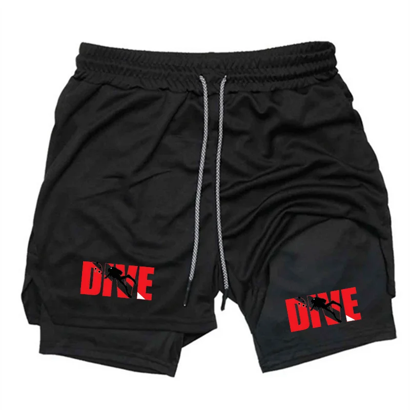 

Men's 2026 Summer Double-Layer 2-in-1 Printed Shorts, Plus Size Shorts, European Size, Summer Fitness Running Training Style, Br