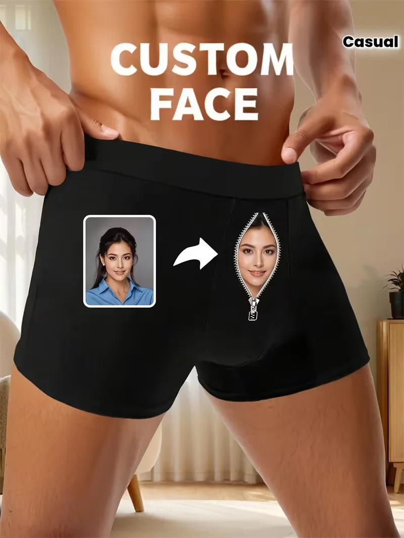 Customizable 1-Pack Sexy Men's Boxer Shorts with Portrait Design for Valentine's Day And Anniversaries Comfortable Elastic Fit f