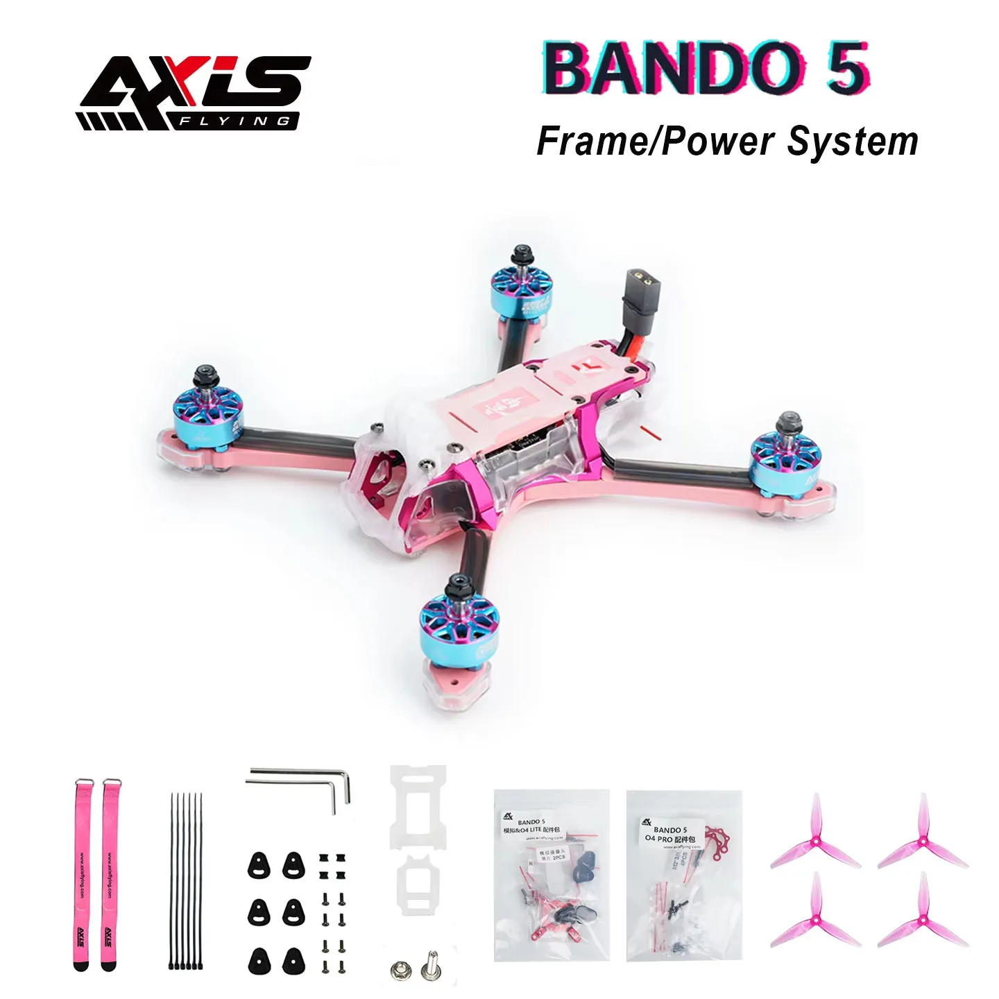 Estructura Axisflying Bando 5 para drones FPV de 5 pulgadas, kits de estructura para drones de carreras FPV, cuadricópteros, freestyle, cinefotografía FPV, piezas DIY.