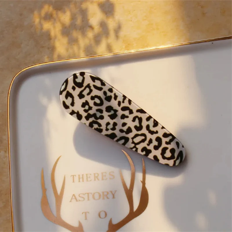 Promotional Hair Clip Leopard Print Barrettes Acrylic Water Drop Hairpin Alligator Hair Clips Side Pins Women Hair Accessories