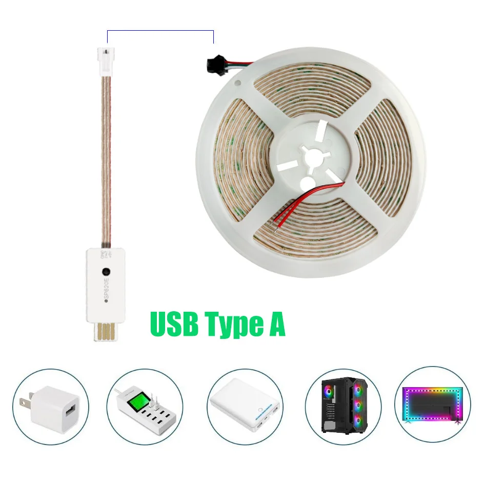 USB 5V Dream Color Ambient Light For TV Backlight Decor PC Computer Case 160LED/m 5mm WS2812B LED Strip Tape Programmable RGB-IC