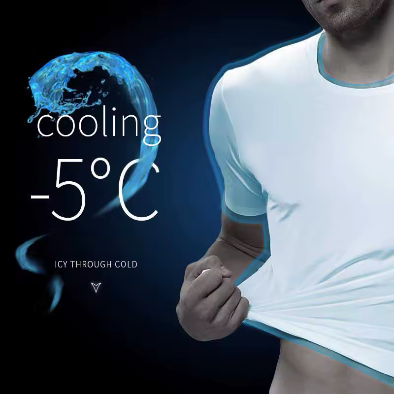 Supertrees Männer T-shirt Eis Seide M-XXXL Sommer Schnell trocknend Dünne Atmungsaktive Wasserdichte Slim Fit Kurzarm T-shirt