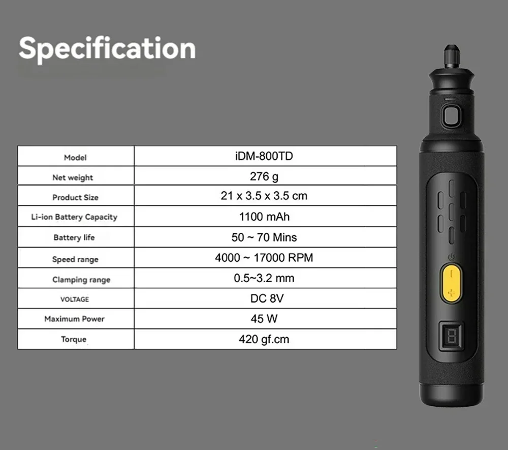 8V 4000-17000RPM Wireless Drill Micro Rotary Tool for Engraving Rechargeable Cordless Electric Drill Griding Drilling Machine