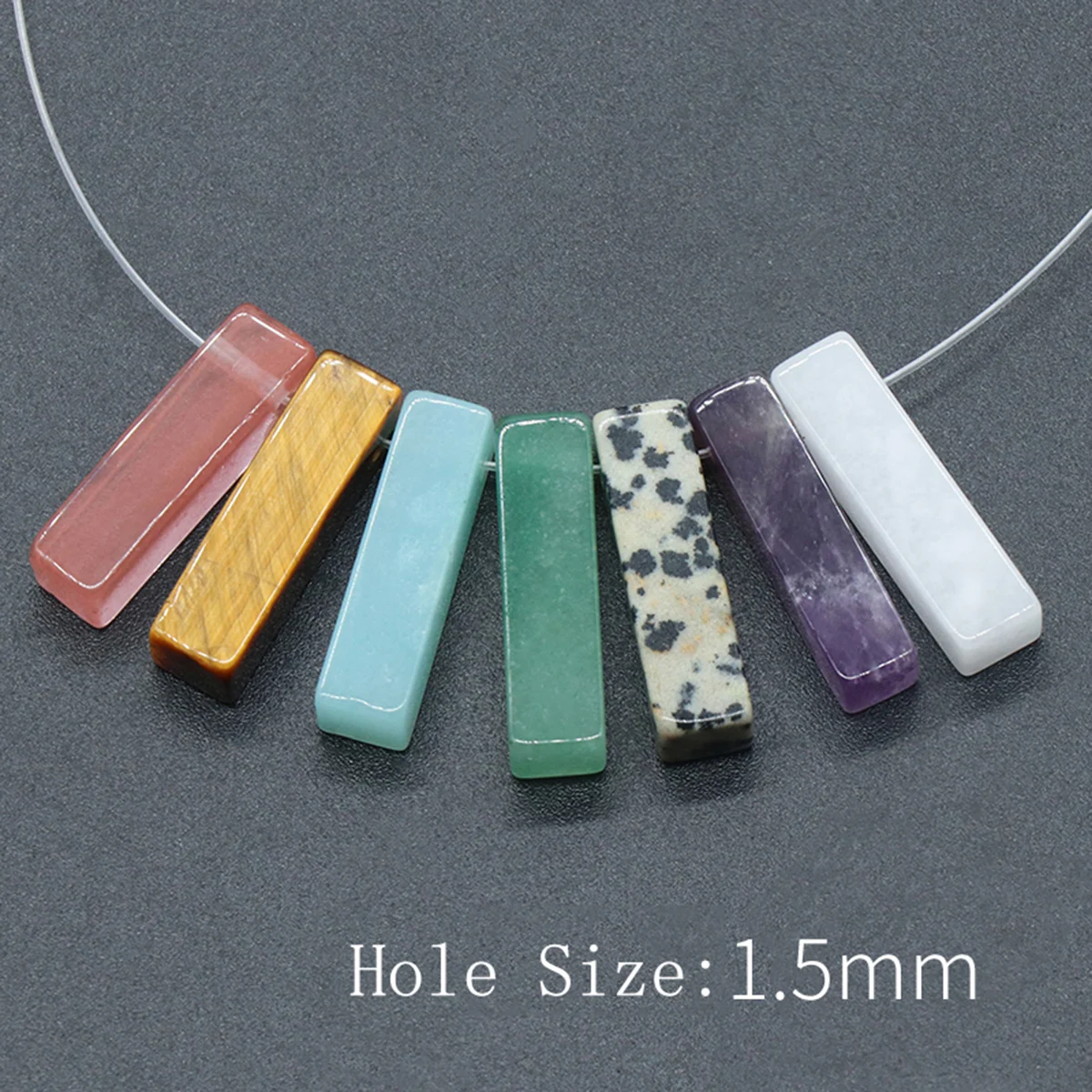 Natural Stone Rectangular Pendant Beads Agate Crystal Quartz with Hole for Making DIY Jewelry Necklace Bracelet Accessories