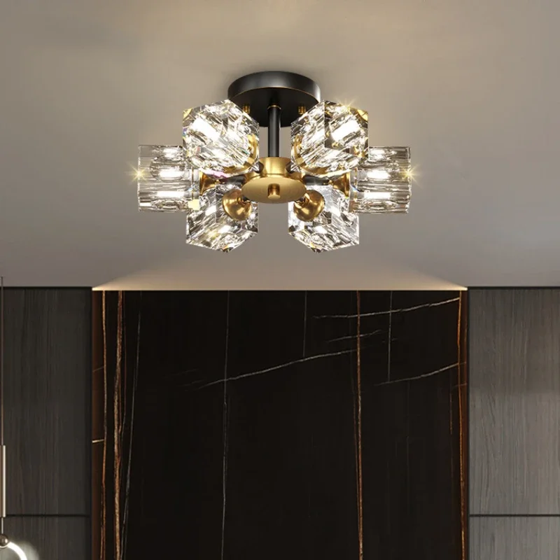 

All Copper Crystal Ceiling Lamp Modern Minimalist Book Room Luxury Bedroom Creative Corridor Fashionable Balcony
