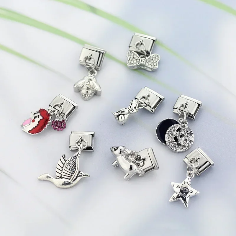 Hapiship New 9mm Width Original Daisy Star Rabbit Bowknot Dog Italian Charm Fit Bracelet Stainless Steel Jewelry Making DJ361