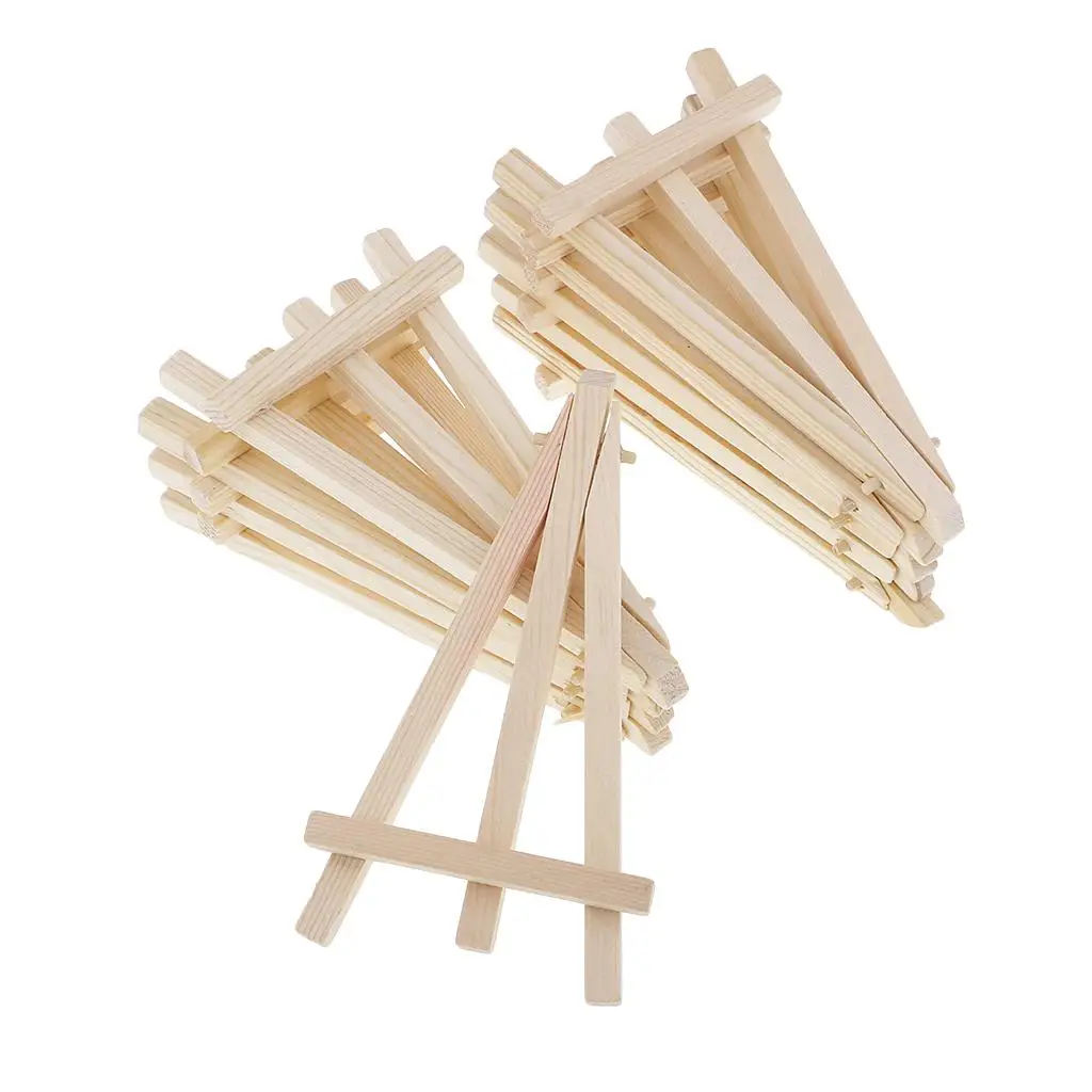 

10Pcs Portable Wood Tripod Tabletop Display Easel Painting,
