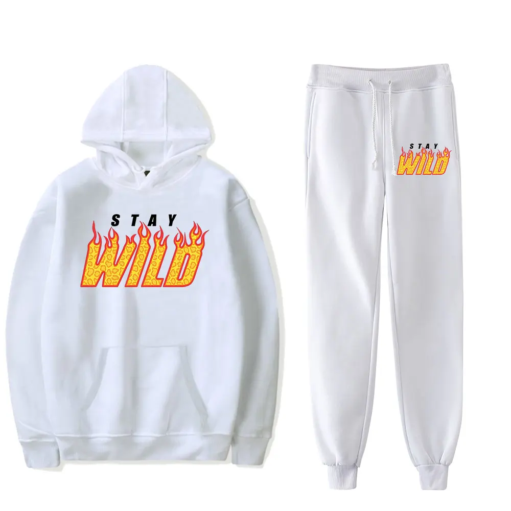 Ben Azelart Stay Wild Vintage 90s PULLOVER Merch Hoodies Set Men Women Hoodies Pants Two-Piece Pullover Fashion Sports HOODIE