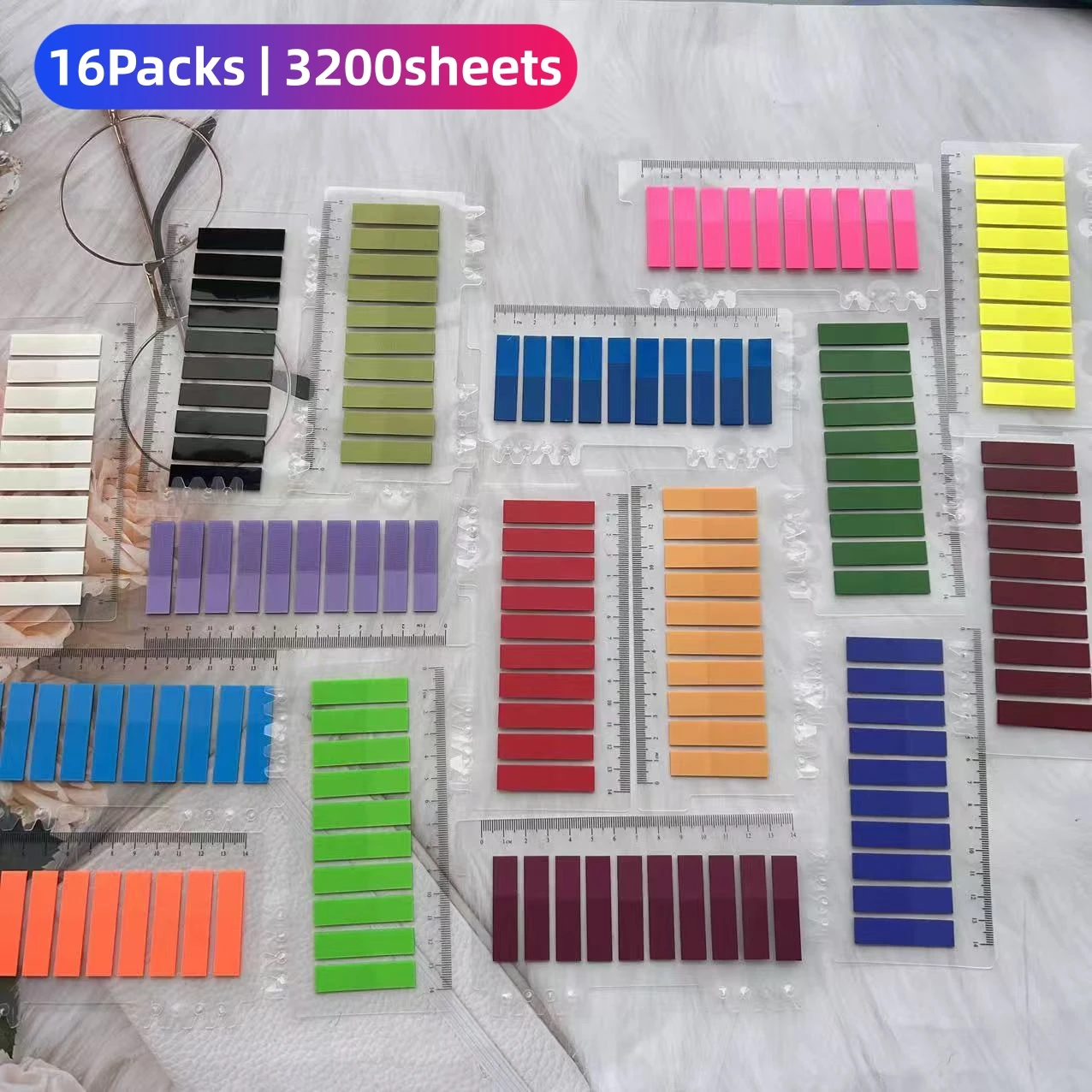 

16 упаковок, 3200 листов, цветные липкие заметки, самоклеящийся блокнот, маркер-закладка, наклейка для заметок, бумага, офисные школьные принадлежности