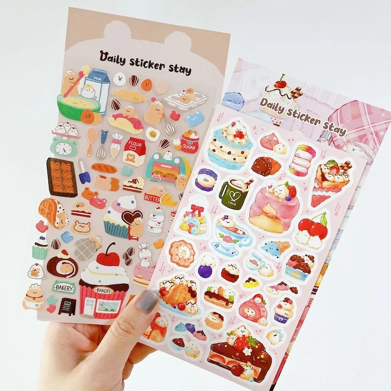 BONITO-pegatinas para álbum de recortes de estilo coreano, pastel, postre, comida, papelería bonita, suministros para manualidades decorativas para diario basura
