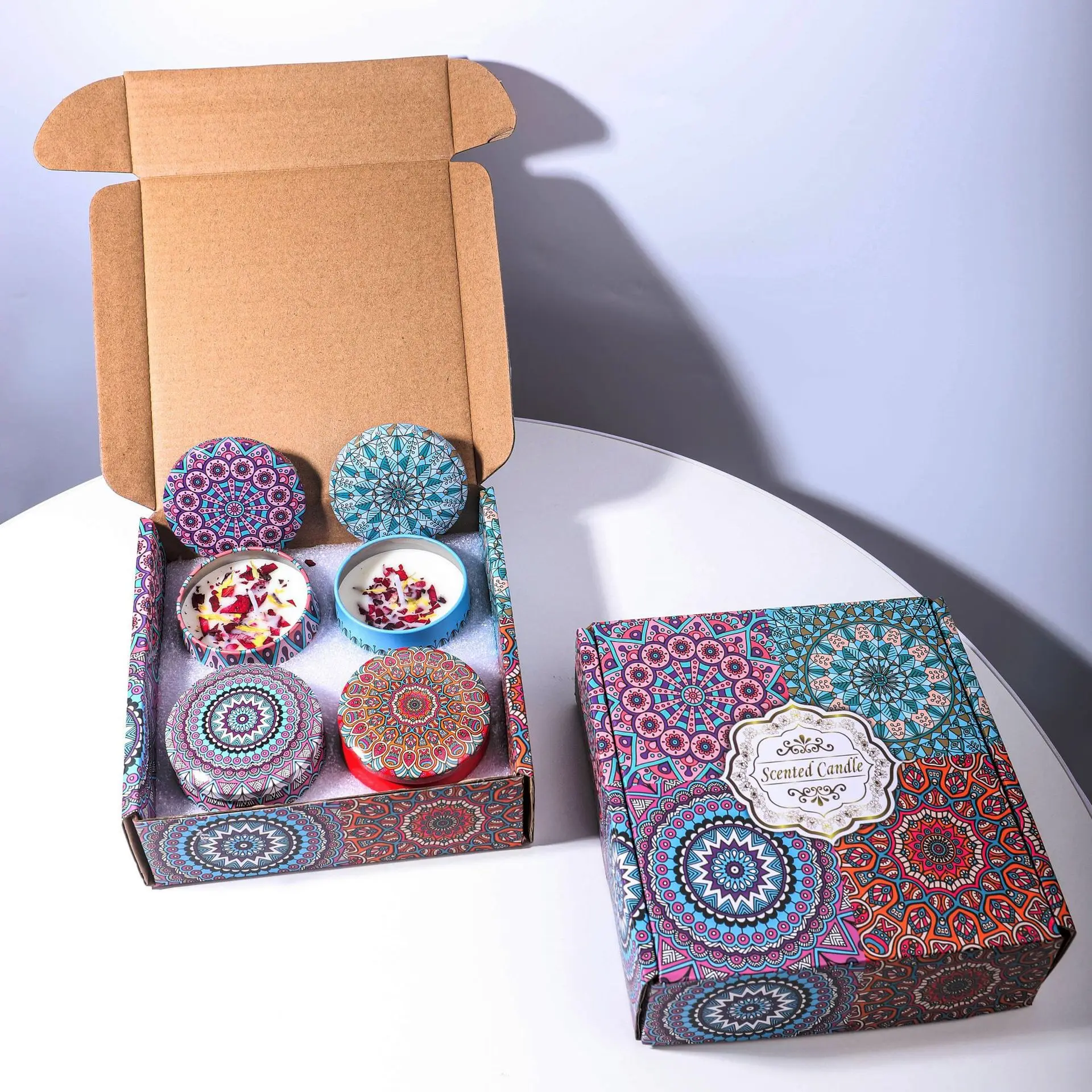 

4Pcs/Box Scented Long Lasting SmokelessFragrance Candle Jar Sov Candles Crystal StoneDried Flower Couples Romantic Home Decor