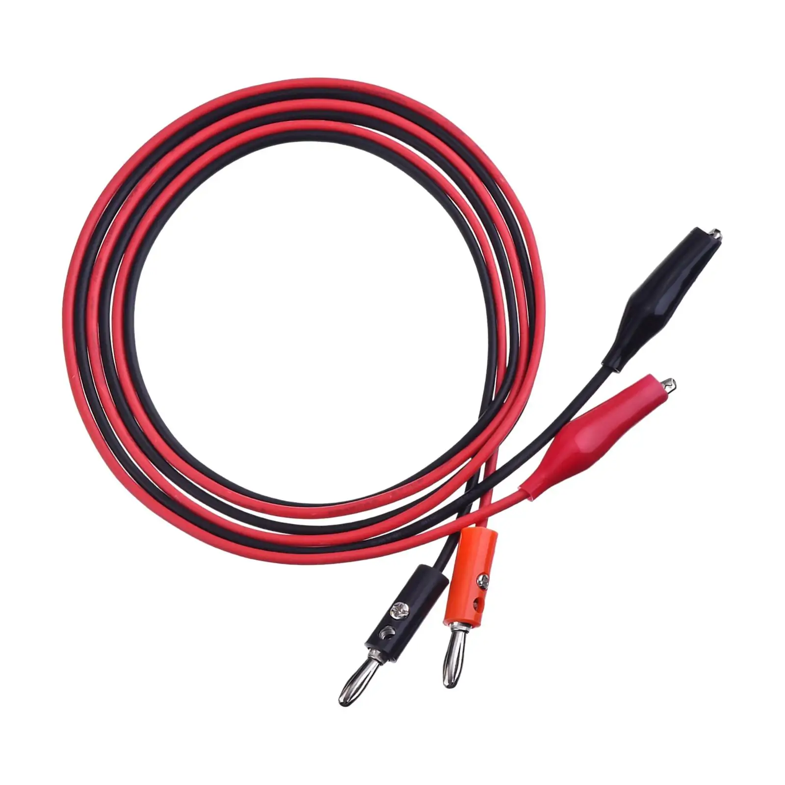 قابس الموز إلى خط اختبار الطاقة بمشبك التمساح، 2 قابس باللونين الأحمر والأسود إلى مشبكين، بطول 1 متر