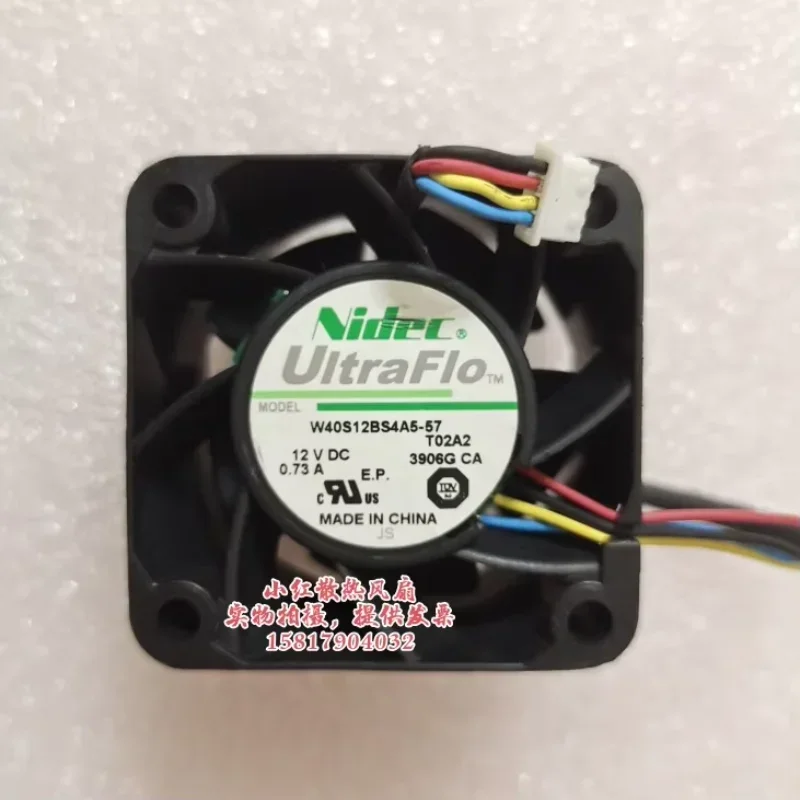 

Ltsf For Nidec W40S12BS4A5-57 T02A2 DC 12V 0.73A 40x40x28mm 4-Wire Server Cooling Fan 4cm