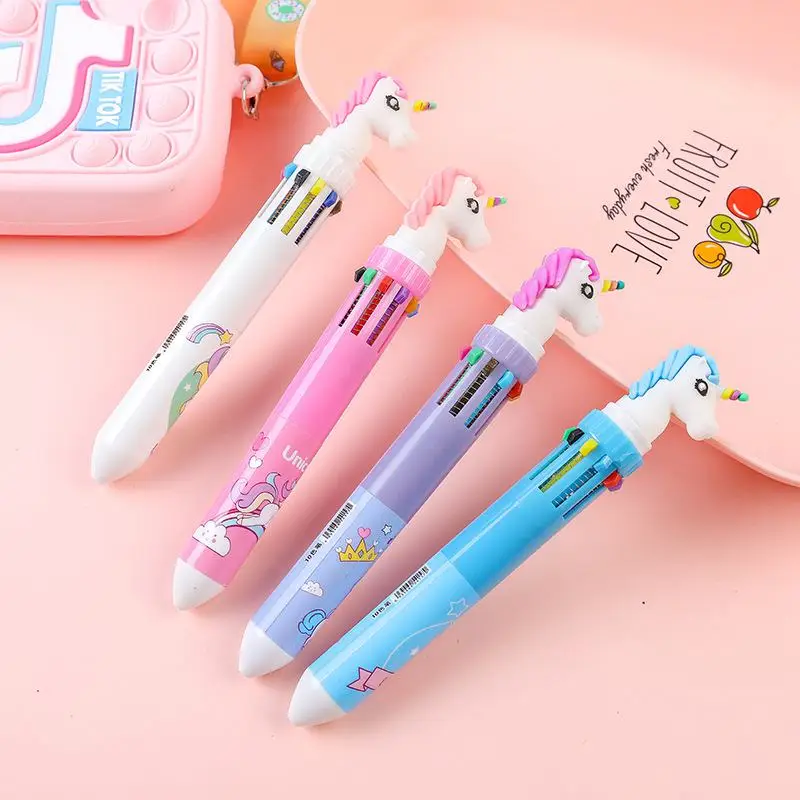 1pcs Ten Color Pen Unicorn Dinosaur Birthday Party Favor Kids Gift Wedding Guests Souvenir Giveaway School Present Child Pinata