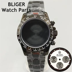 BLIGER 39mm VK63 Case Stainless Steel Men's Watches Parts for Daytona VK63 Movement Watch Accessories 20mm Strap Bracelet