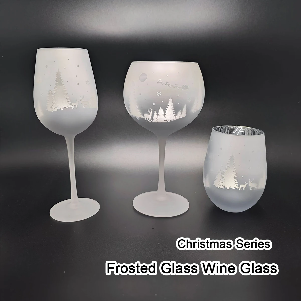 360/500ML Christmas Series Crystal Glass Frosted Goblets, Home Wine Cup, Beer Glasses, Water Cup, Can Match Gift Box