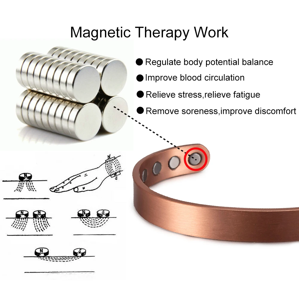 Men's Adjustable Pure Copper Magnetic Cuff Bracelet