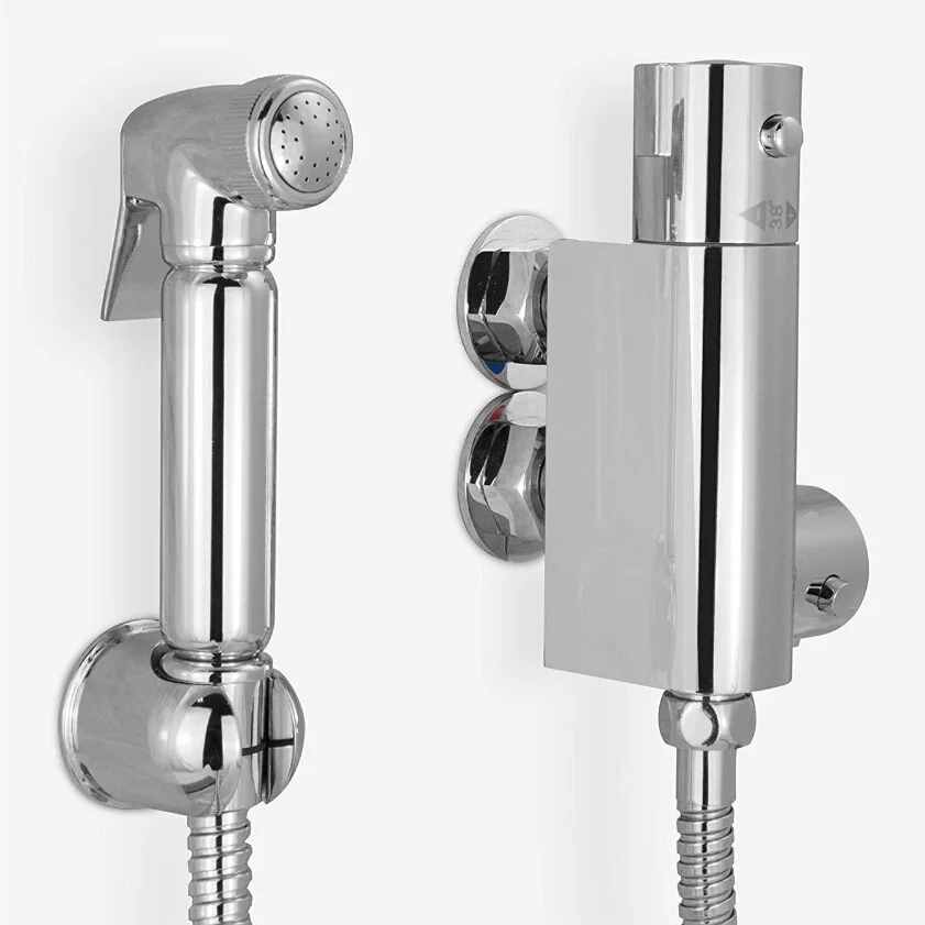 Thermostatic Faucet Valve Portable Bidet Sprayer Set Wall Mounted Handheld Ducha Higienica Hot Cold Toilet Bidet  Women Washer