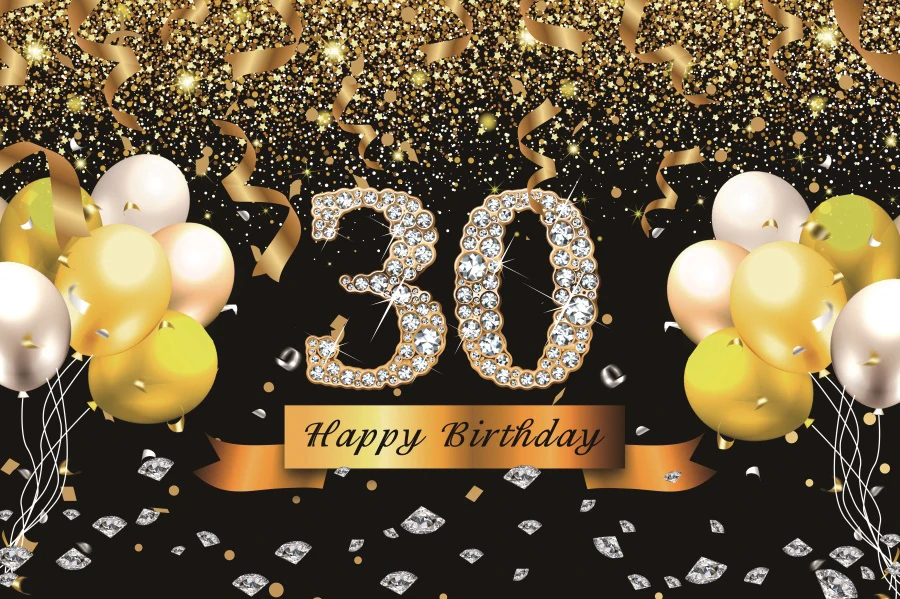 Backgrounds Happy Birthday Party Photography Customized Golden Polka Dot Balloons Backdrops Poster Decoration Banner Props