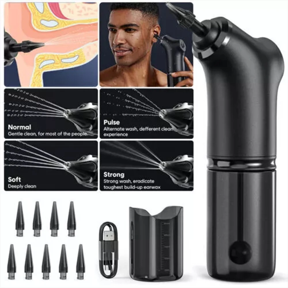 

Ear Cleaner Ear Wax Removal Kit Rechargeable Water Washer Syringe with 4 Modes Ear Cleaning Irrigation Flushing For Adults Child