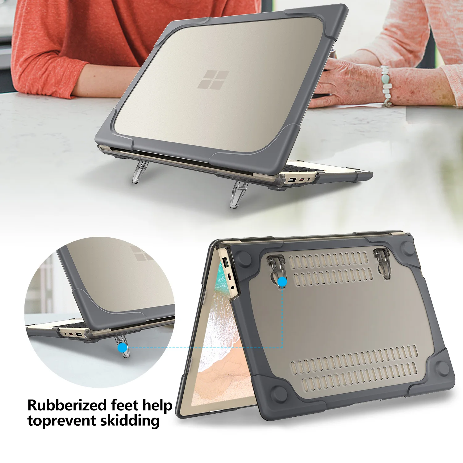 Shockproof Case for Microsoft Surface Laptop Go 12.4 Case Anti-crack Cover Laptop 2 3 4 13.5 15 Stand Holder Protector Shell