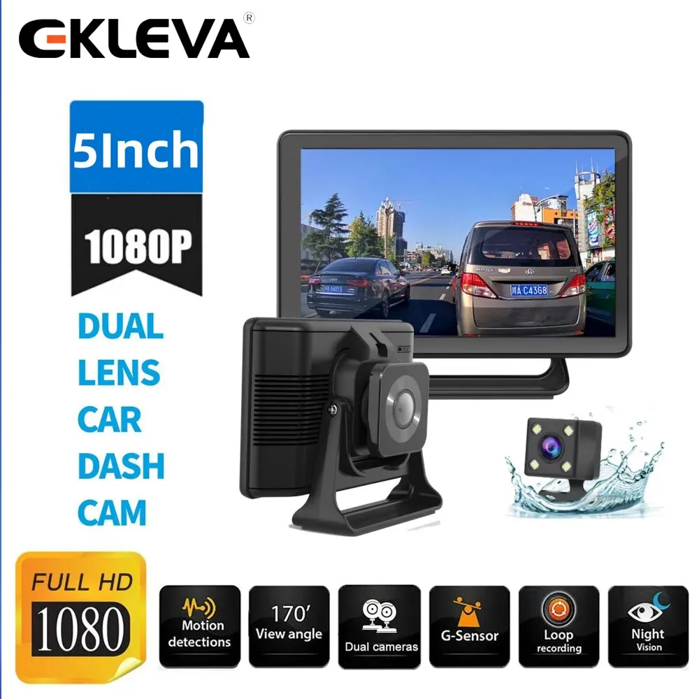 

EKLEVA 5 inch Center Console Car DVR Camera With Rear View Camera HD 1080P Dash Cam Night Vision Wide Angle Video Recorder