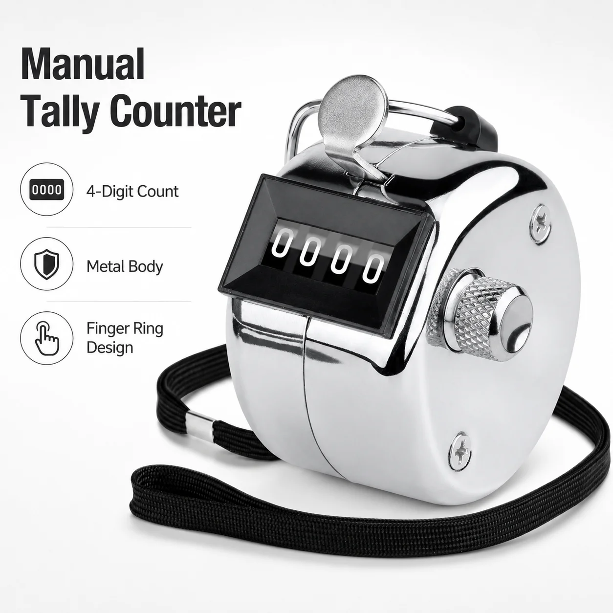Handheld Tally Counter 4 Digit Mechanical Clicker Stainless Steel Count Tool for Coaching Knitting Fishing Warehouse