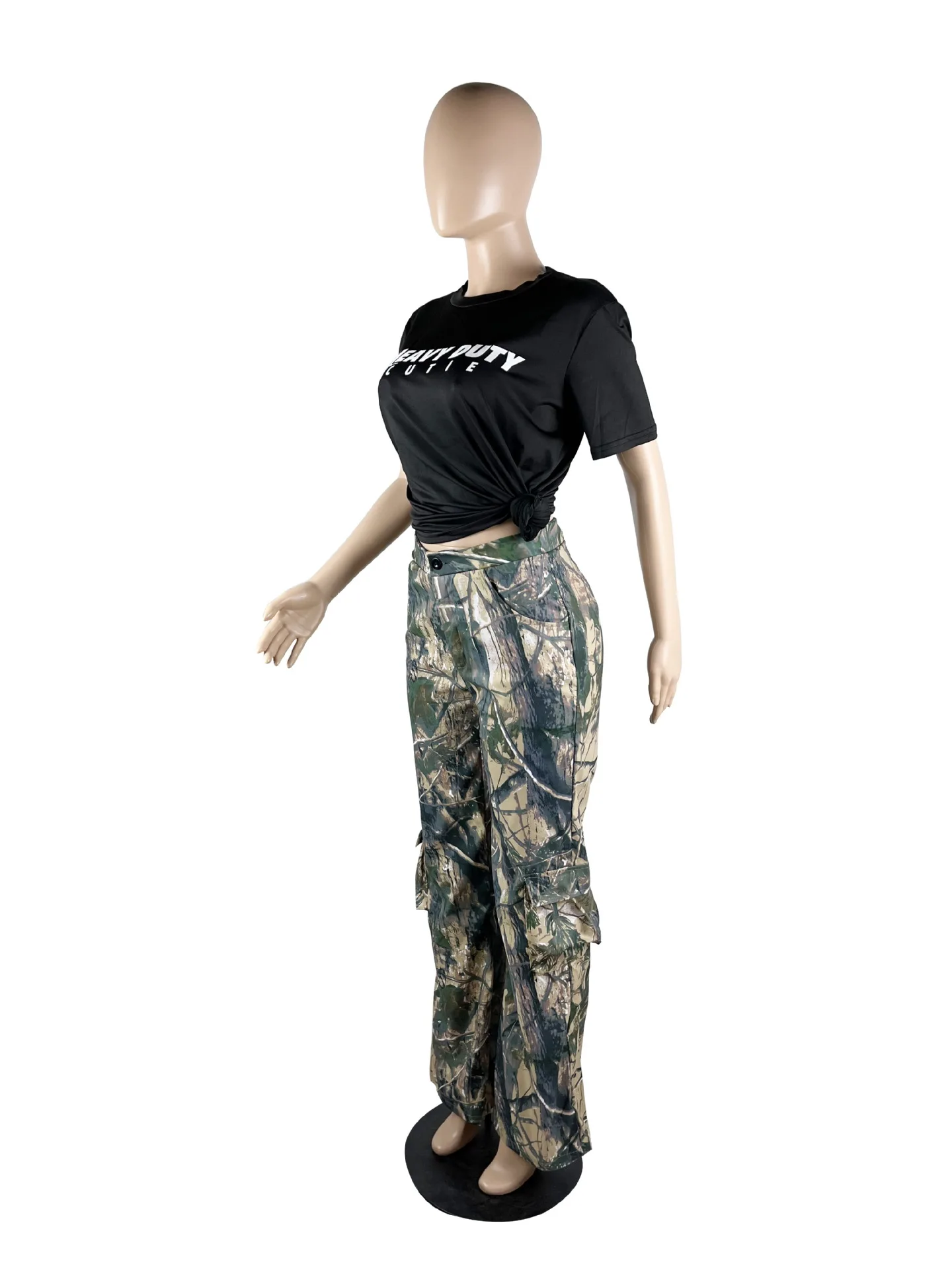 Stylish Women's Printed Cargo Pants 2024 Summer Loose And Comfortable Street Can Wear Casual Ladies Wide Leg Pants