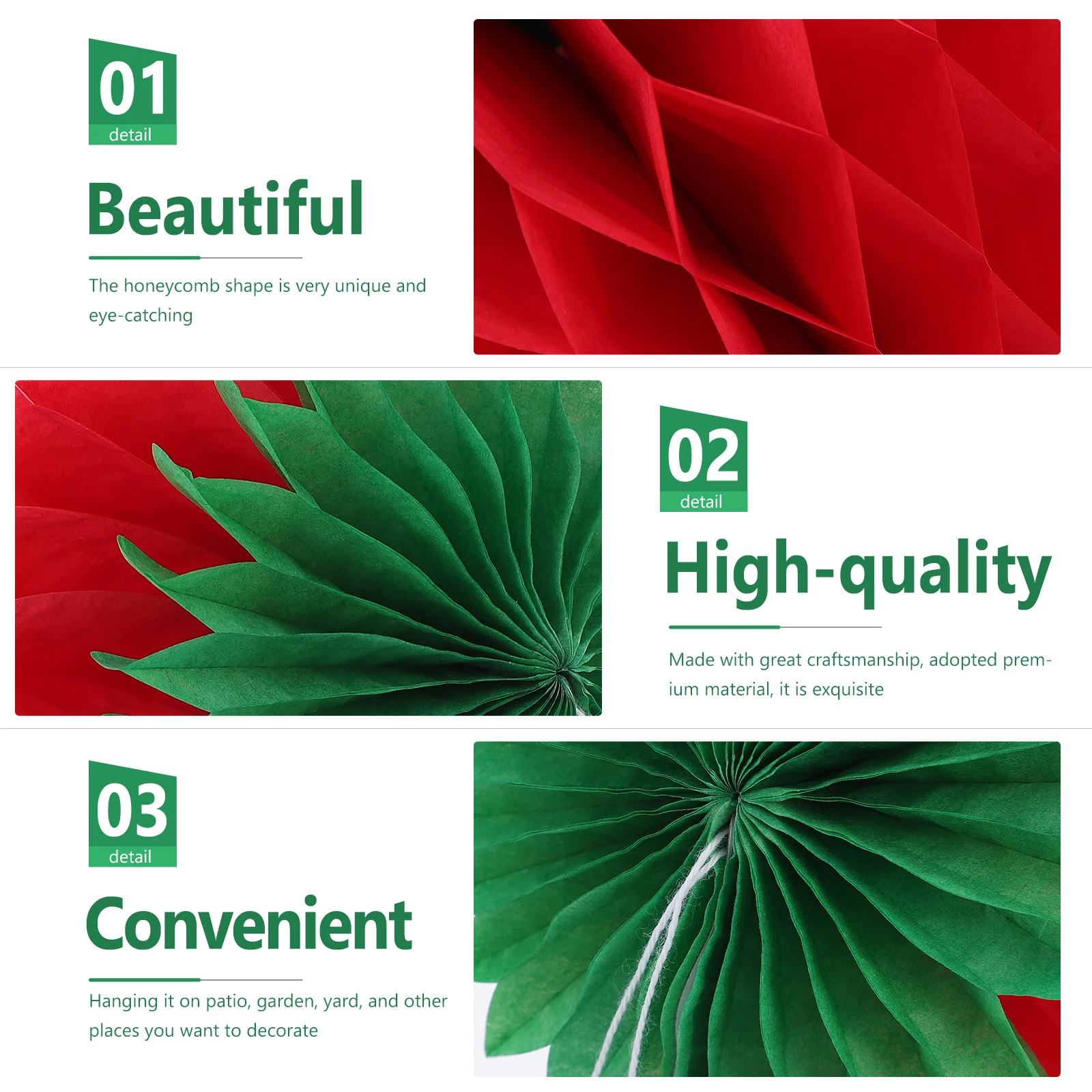 

10Pcs Honeycomb Ball Ornament Paper Pendant Party Supplies Decorative Props for Holiday Party Christmas Wedding Festive